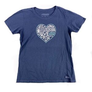 NWT- Life Is Good Heart Graphic 100% Cotton Short Sleeve Crusher T-Shirt